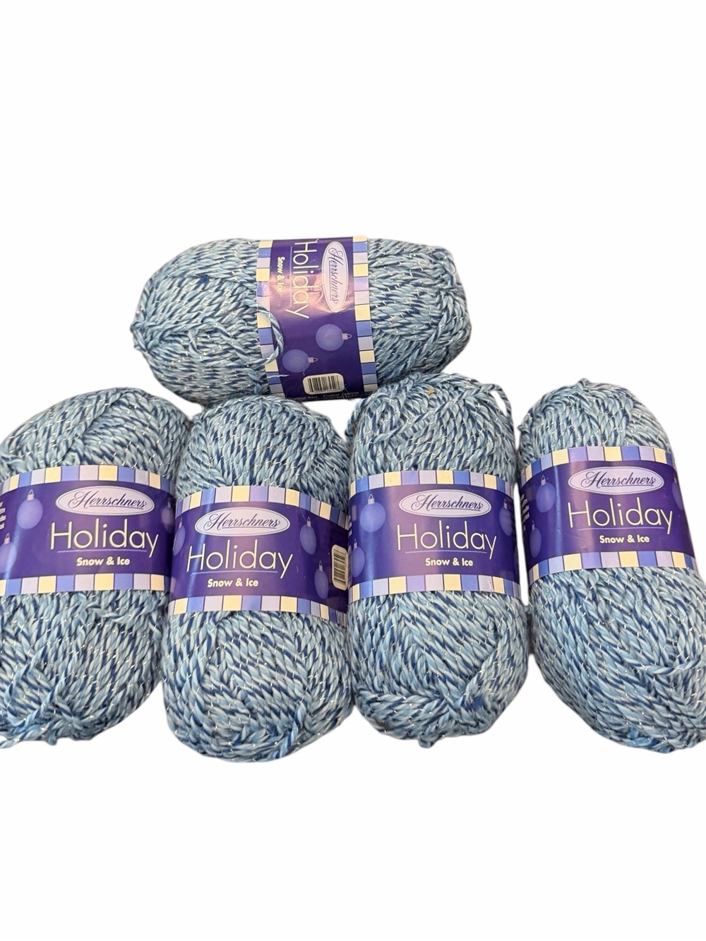 Herrschners Yarn Holiday Collection Snow & Ice -Ice Multi- Lot of 5 100 yds each